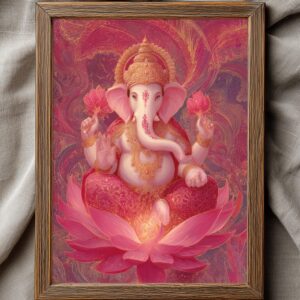 Ganesha auf Lotus – Spirituelles Poster | Sofort-Download