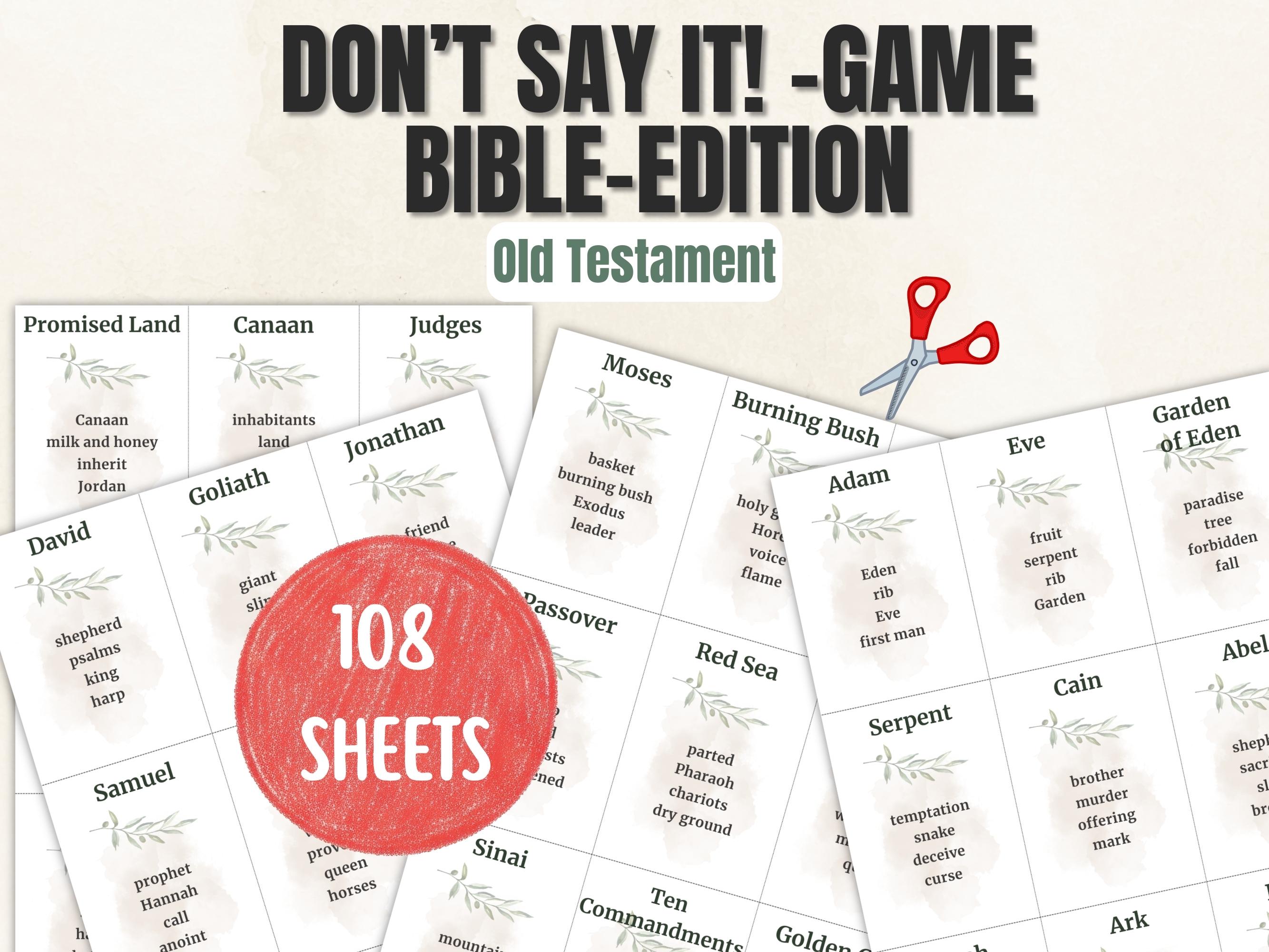 Bible "Don't say it" Game | Old Testament | 108 Printable Cards | Instant PDF Download | English