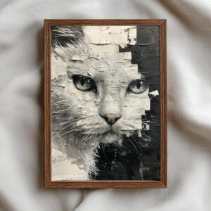 Monochrome Katzenkunst - Impasto Look |JPG | Sofort-Download
