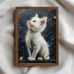 Süße Weiße Katze - Impasto Kunstposter | Digitaler Download JPG | Modernes Tierbild