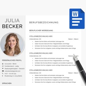 Bewerbung Lebenslauf Vorlage Set, Anschreiben, Deckblatt, Tipps, Anlagen | Word DOCX | Sofort-Download
