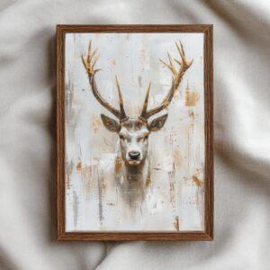 Hirsch Wandbild Printable | Neutraler Hirsch Poster | Beige Boho Tierkunst | Sofort Download JPG PNG