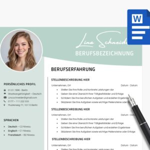 Bewerbungsvorlage Set, Lebenslauf Vorlage Word, Moderner Lebenslauf, Anschreiben, Anlagen, Tipps, Deckblatt | Word | Sofort Download